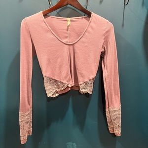 Free People Cropped Purple Long Sleeve Shirt